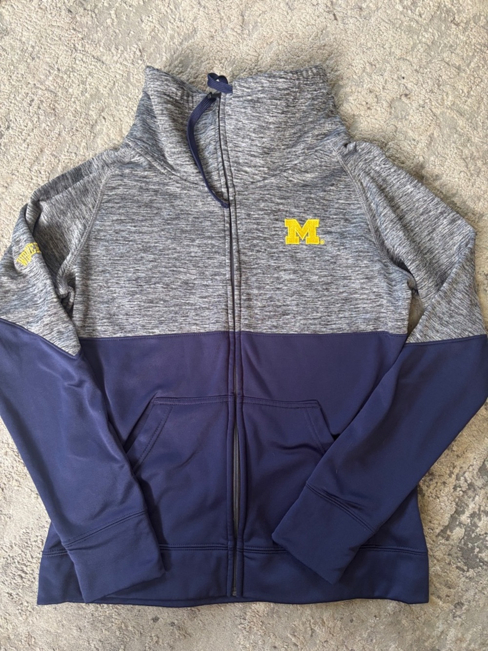 Pro Edge Kids' Navy & Gray Full-Zip Jacket with Yellow 'M' Patch 14/16 size